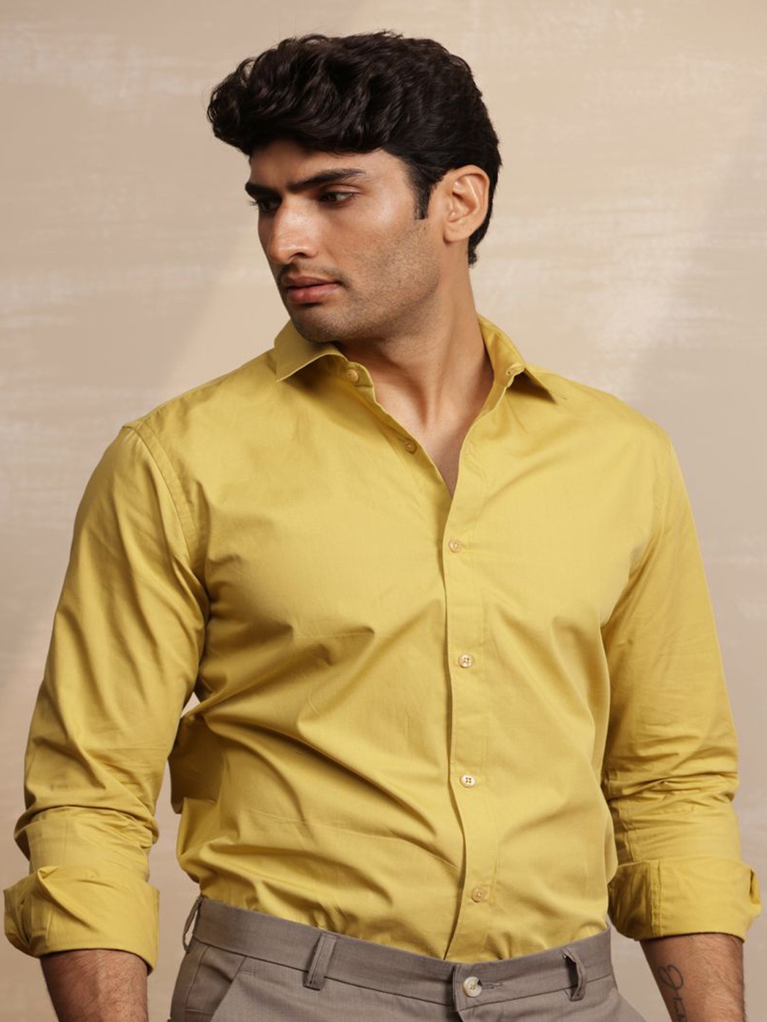 

Uncluttered Closet Men Standard Opaque Casual Shirt, Yellow