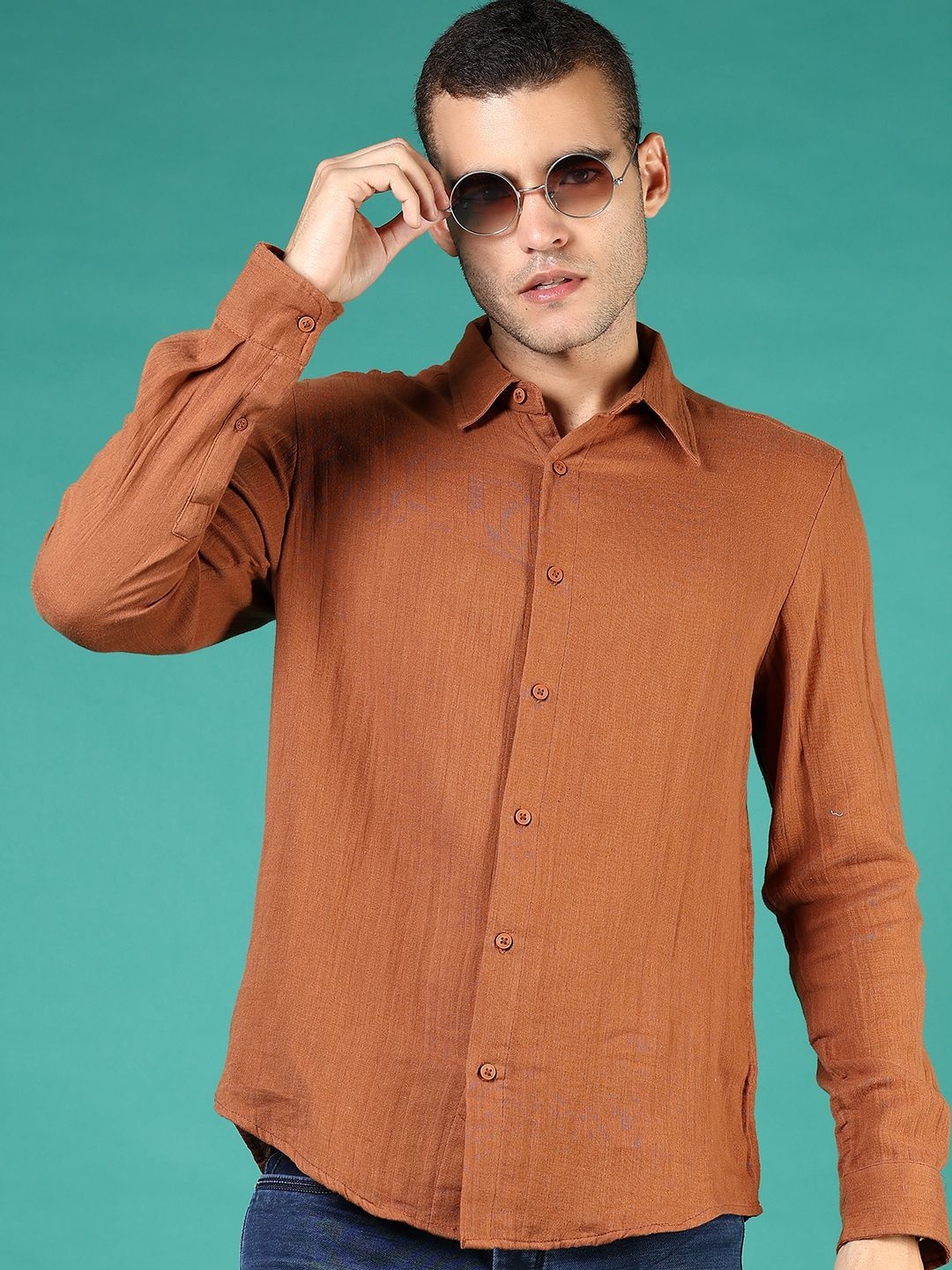 

V-Mart Men Opaque Casual Shirt, Brown