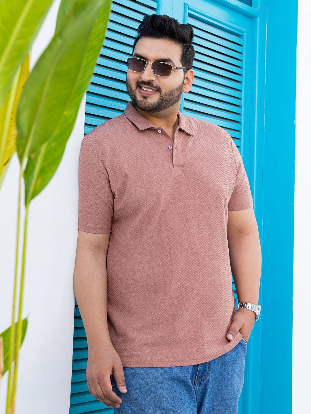 

Instafab Plus Men Polo Collar Pockets T-shirt, Orange
