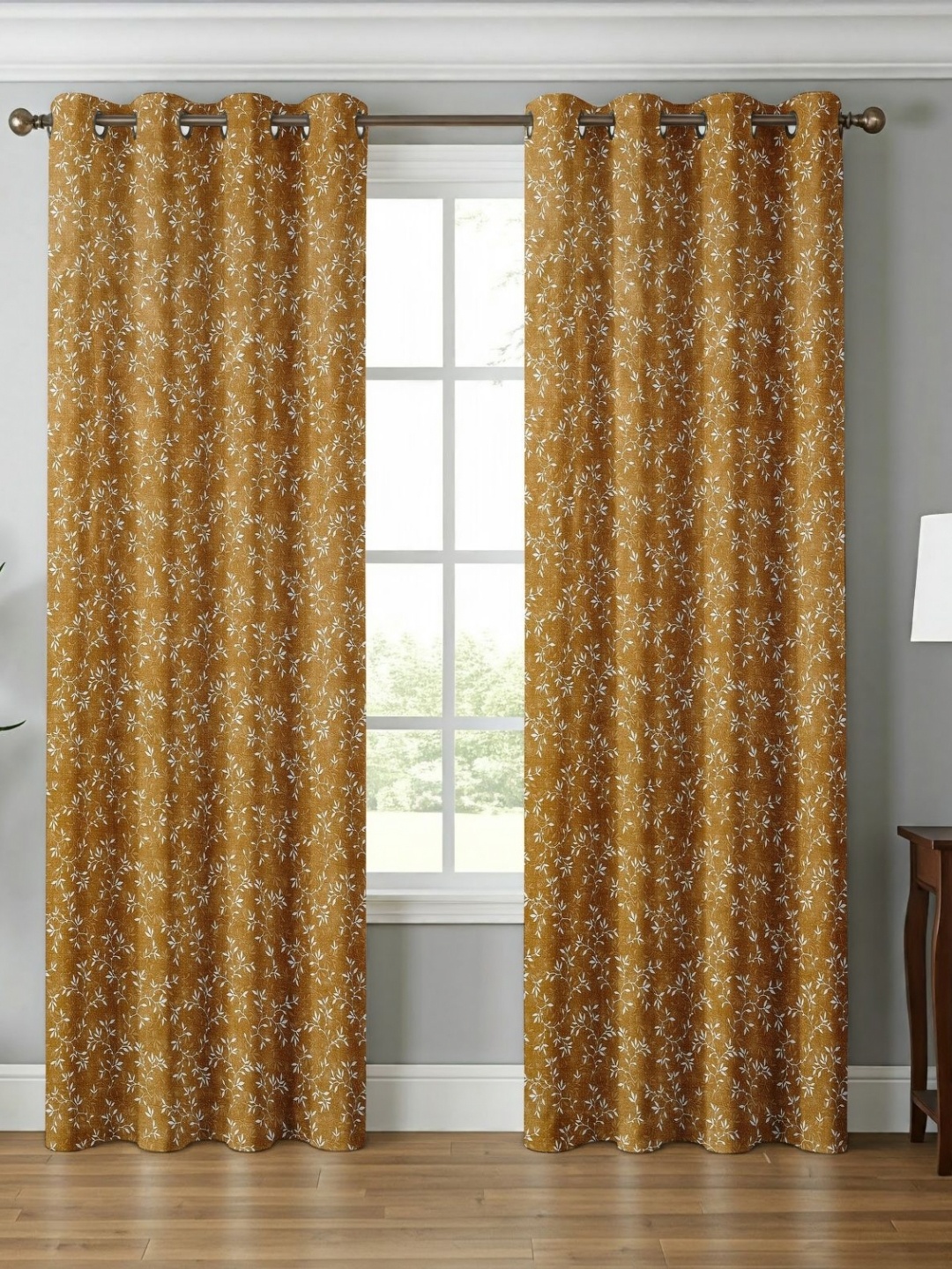 

Galaxy Home Decor Mustard 2 Pieces Floral Printed Door Curtain