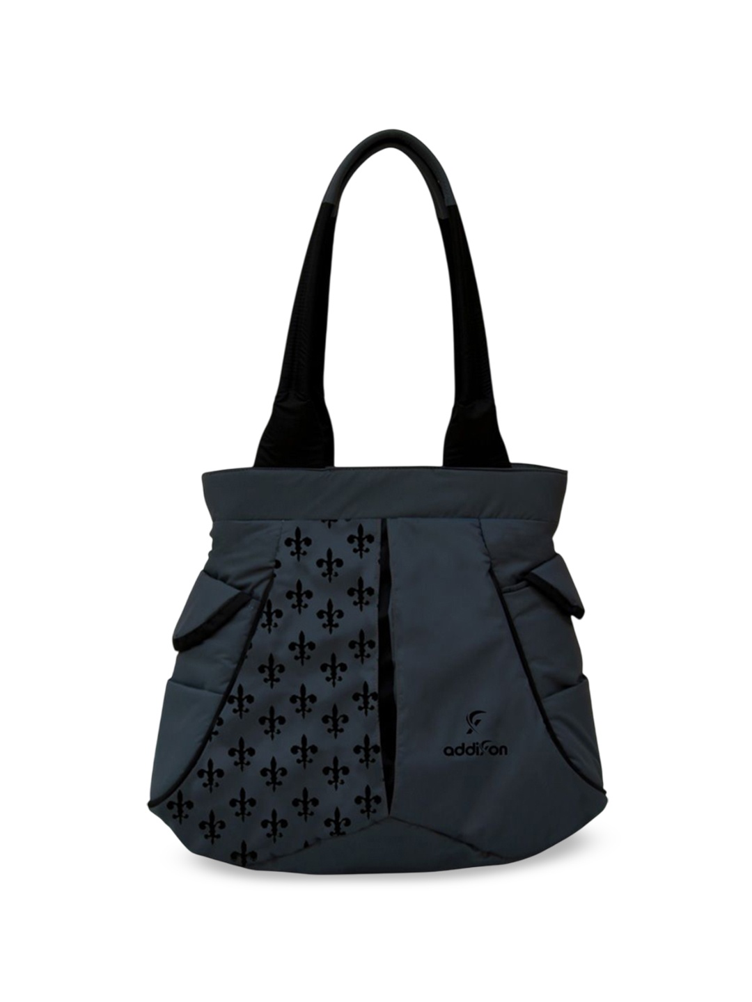 

Addixon Geometric Printed Structured Shoulder Bag with Cut Work, Charcoal