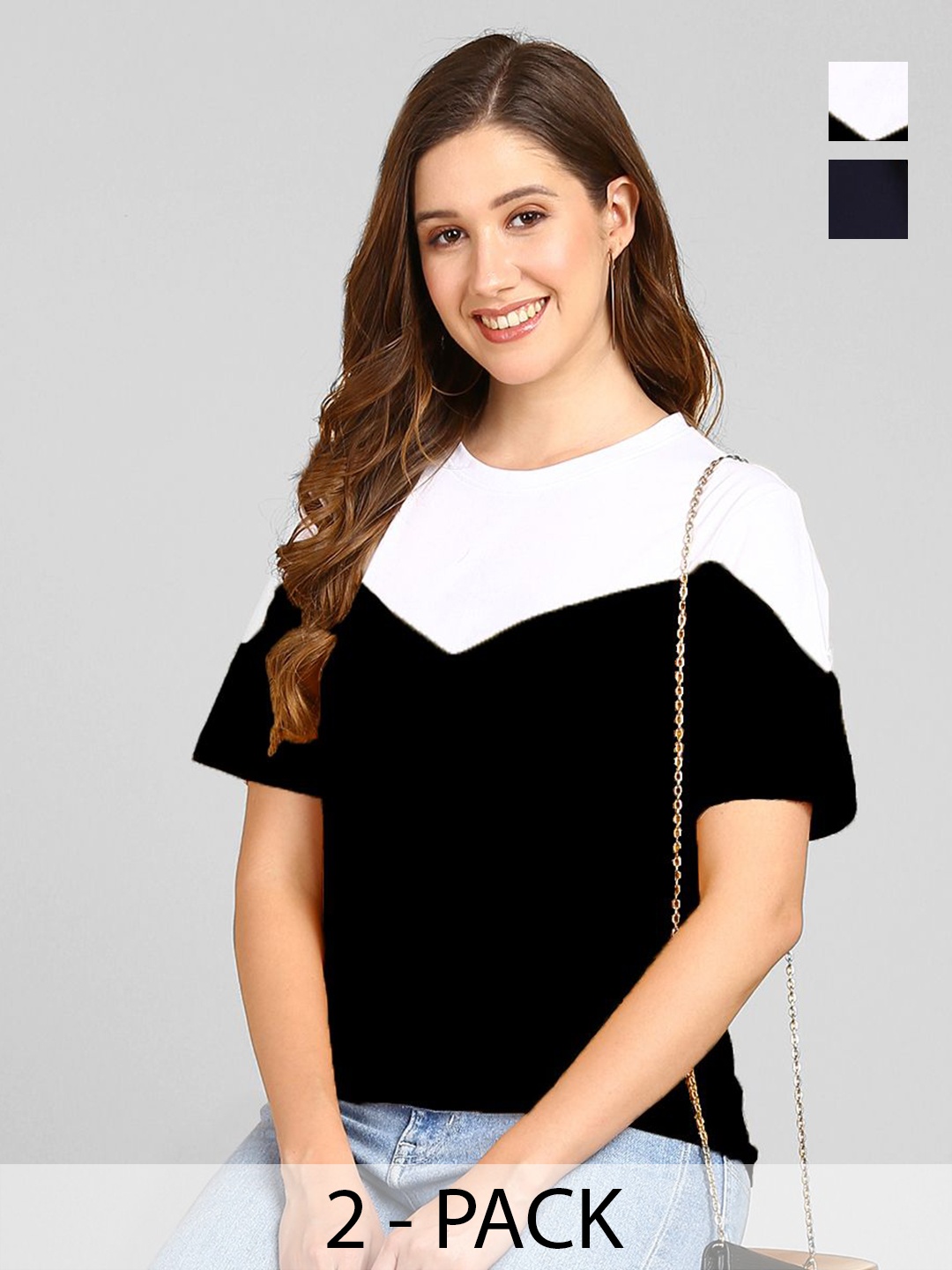 

Adyavastram Women 2 Printed Pockets T-shirt, Multi