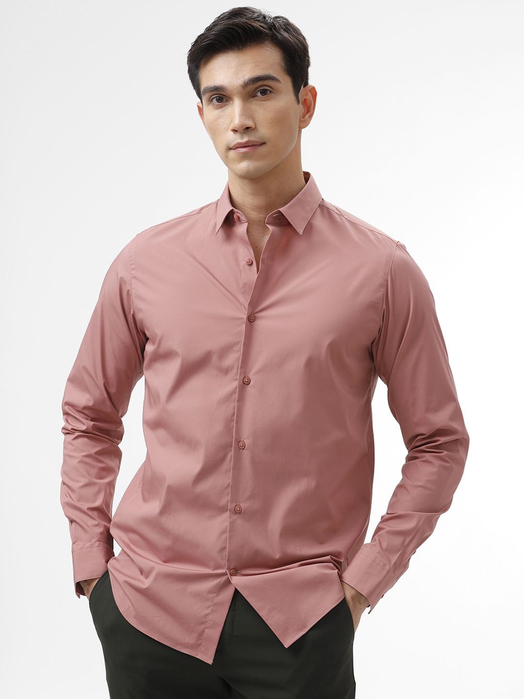 

The Collection Men Classic Slim Fit Opaque Casual Shirt, Pink