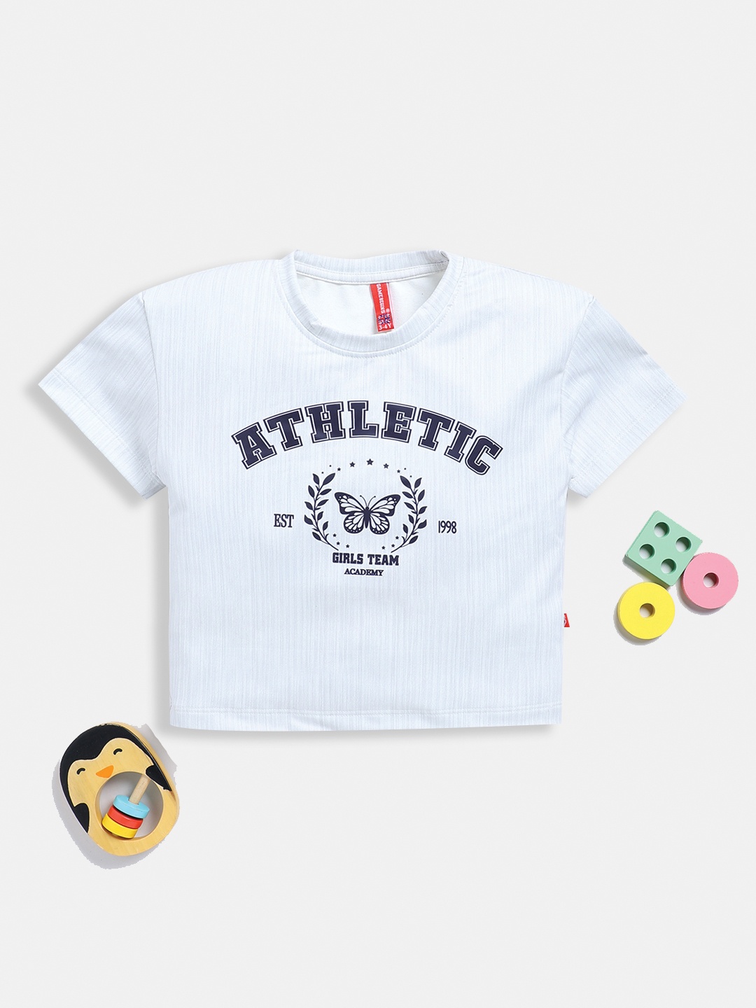 

Here&Now X Game Begins Printed Crop Top, White