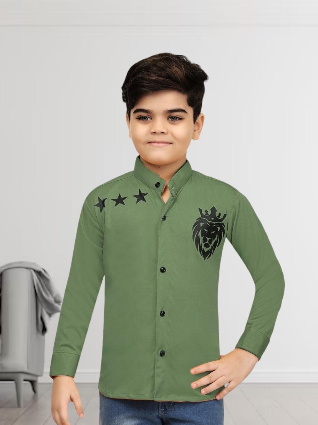 

BAESD Boys Classic Opaque Printed Casual Shirt, Sea green