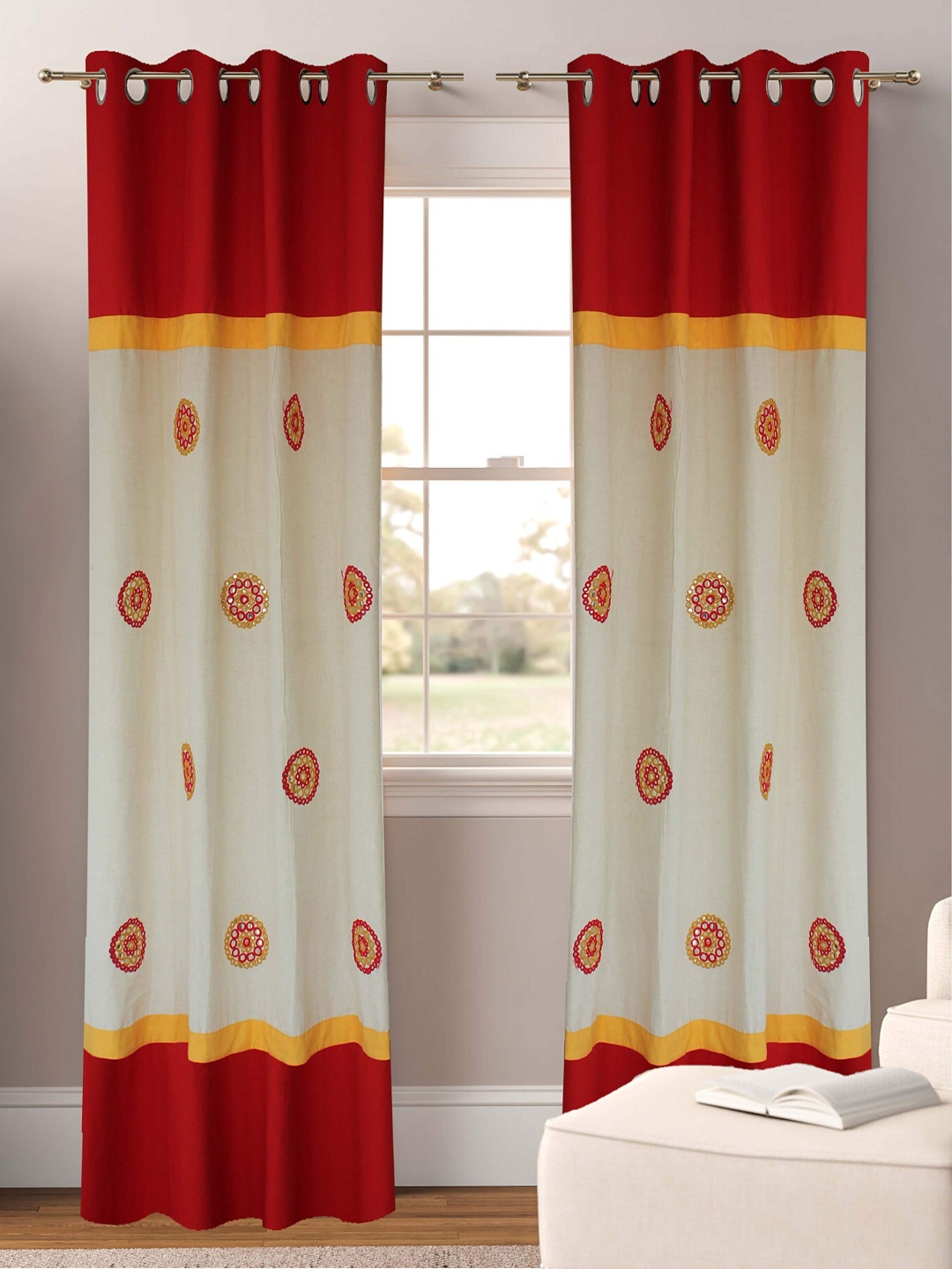 

Dekor World Multicoloured Set of 2 Window Curtain, Multi