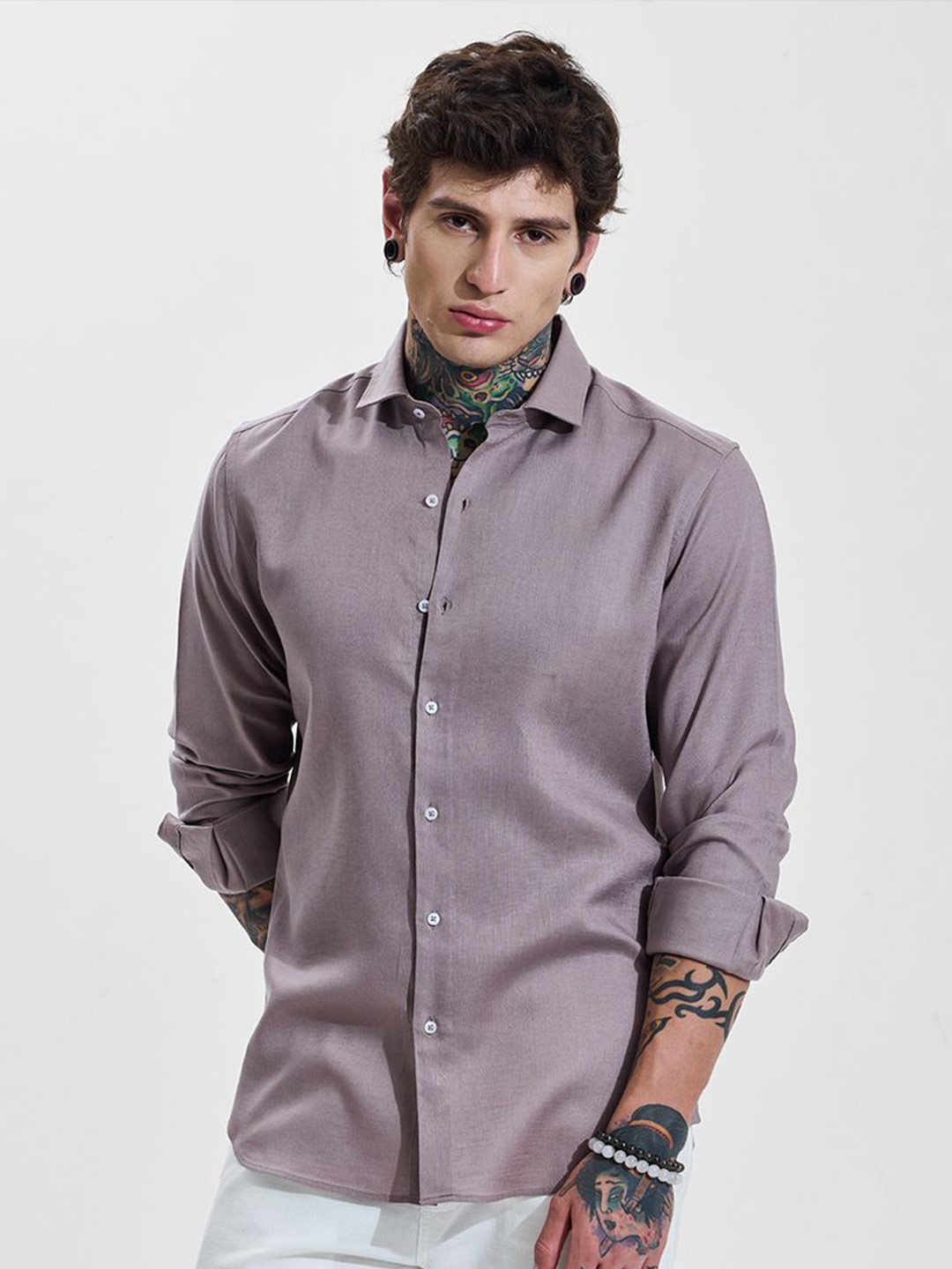 

Snitch Men Slim Fit Opaque Casual Shirt, Mauve
