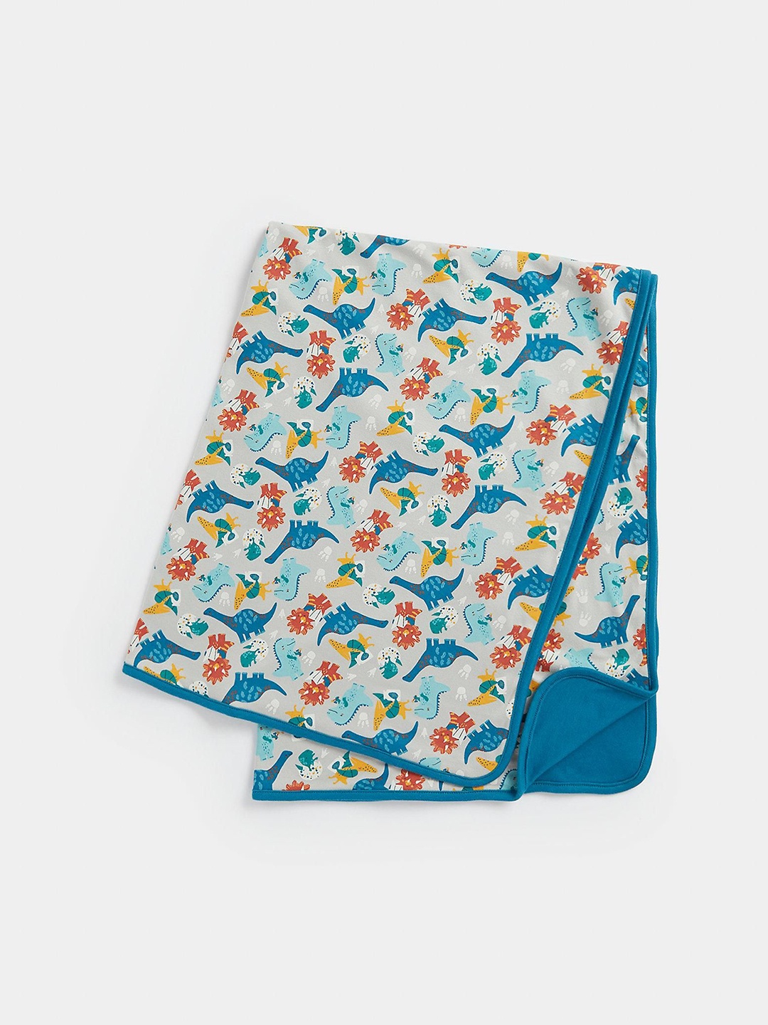 

mothercare Boys Dino History Animal Printed Pure Cotton Shawl, Blue