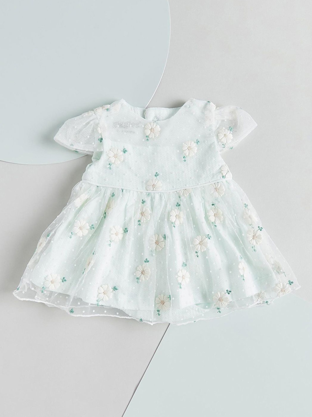 

Giggles by Babyshop Girls Floral Embroidered Cotton Fit & Flare Dress, White