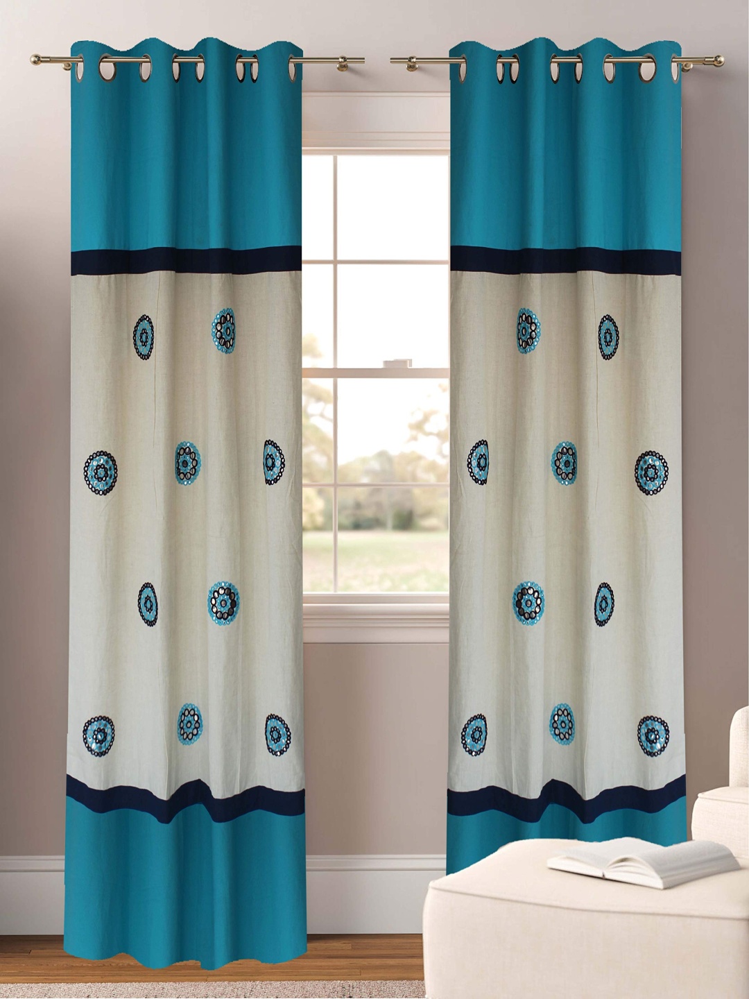 

Dekor World Multicoloured Set of 2 Long Door Curtain, Multi