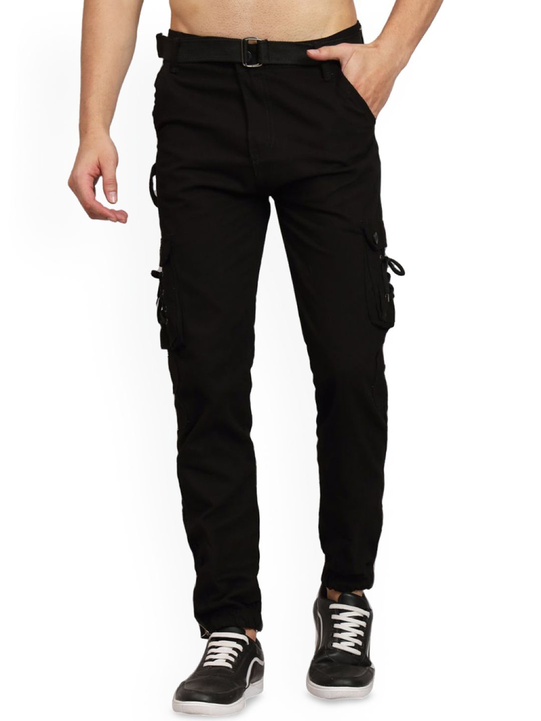 

COMFITS Classic Men Regular Fit Mid-Rise Cargos Trousers, Black