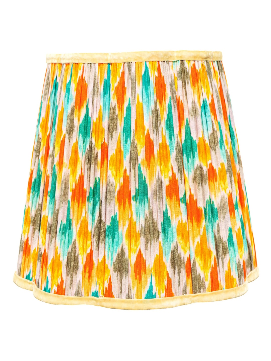 

Lampenschirm India Orange Coloured & Green Printed Cotton Frustum Shaped Lampshade