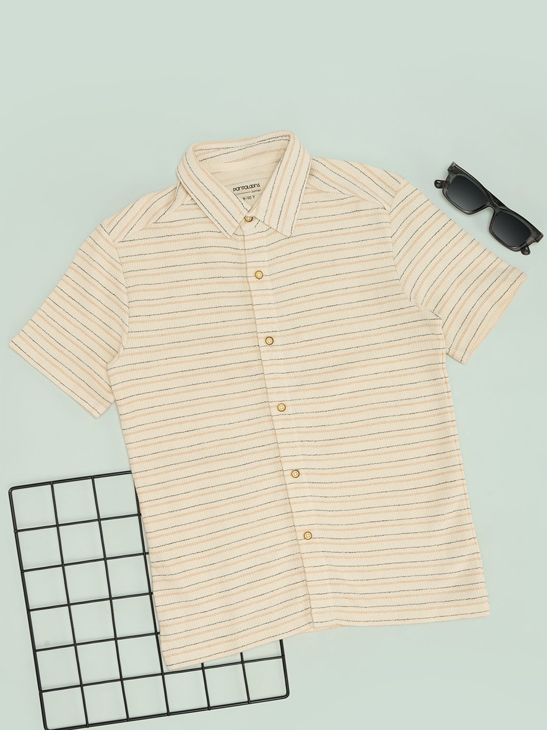 

Pantaloons Junior Boys Horizontal Stripes Opaque Casual Shirt, White