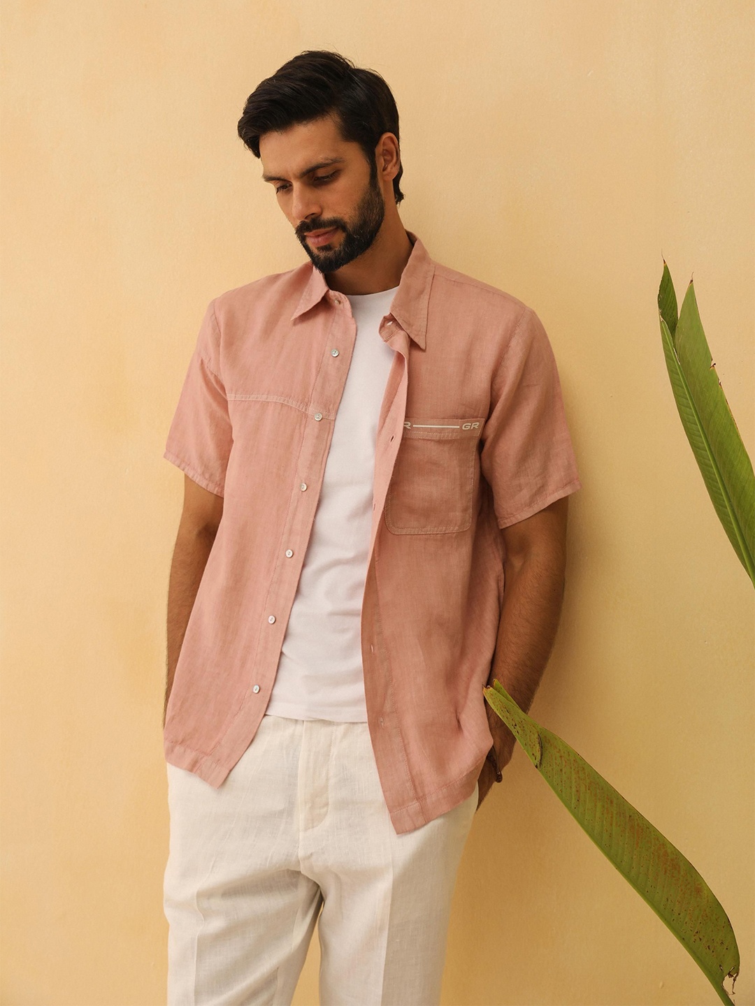 

PRIMAL GRAY Men Solid Casual Shirt, Pink