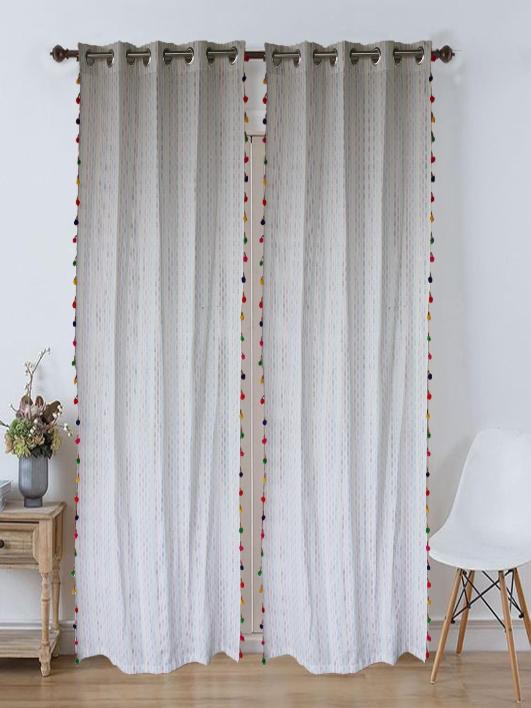 

Dekor World Beige Set of 2 Striped Door Curtain