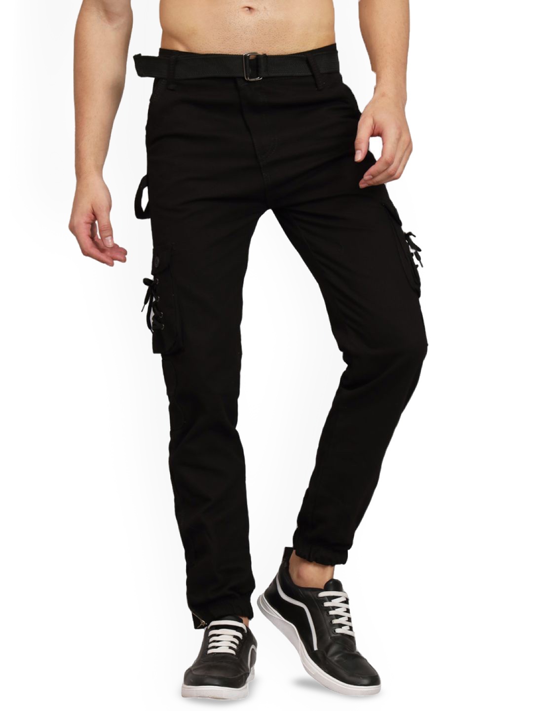 

COMFITS Men Classic Regular Fit Mid-Rise Cargos Trouser, Black