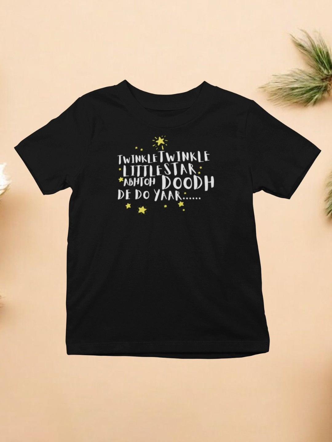 

YK X First Laugh Boys Typography Printed T-shirt, Black