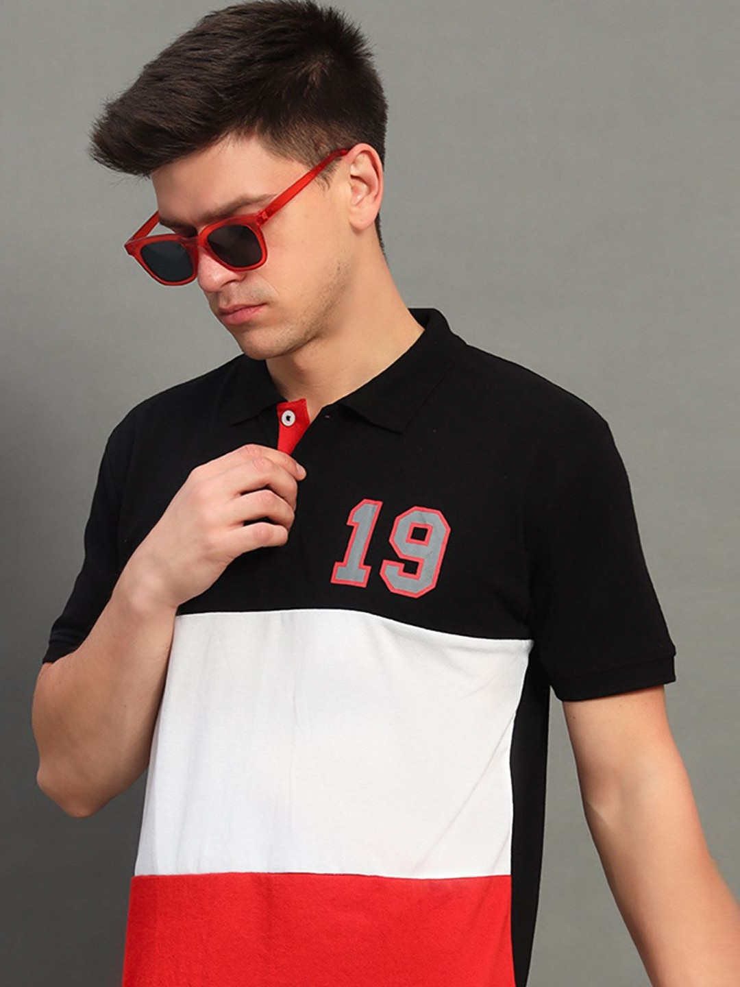 

GET GOLF Men Colourblocked Polo Collar T-shirt, Multi