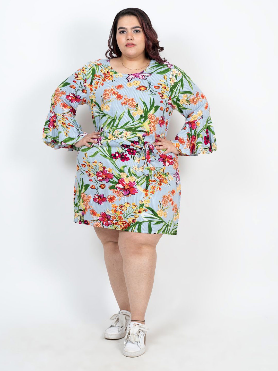 

XOXO Cherry Women Floral Printed A-Line Dress, Blue