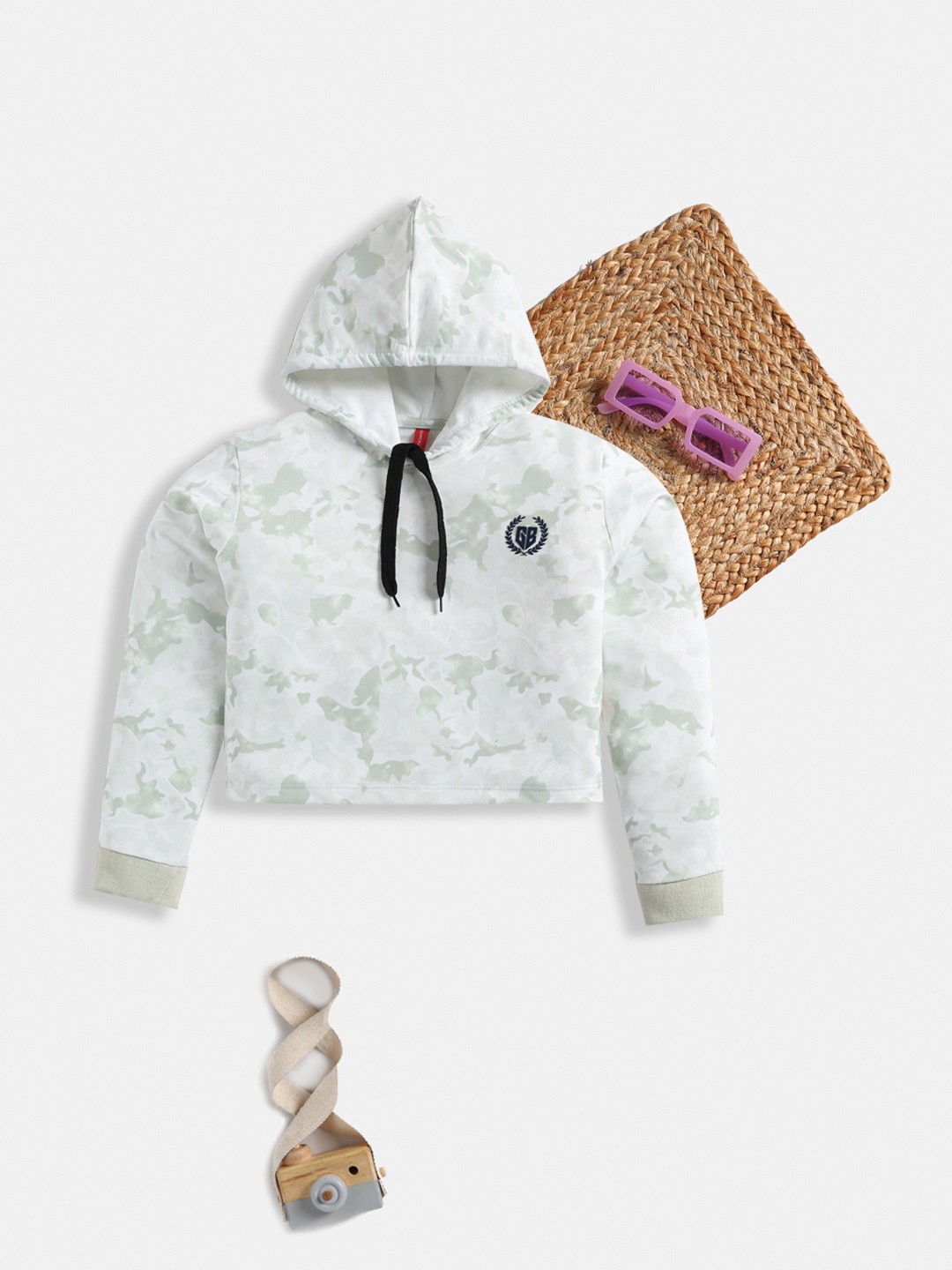 

Here&Now X Game Begins Girls Printed Hooded Pure Cotton Sweatshirt, White