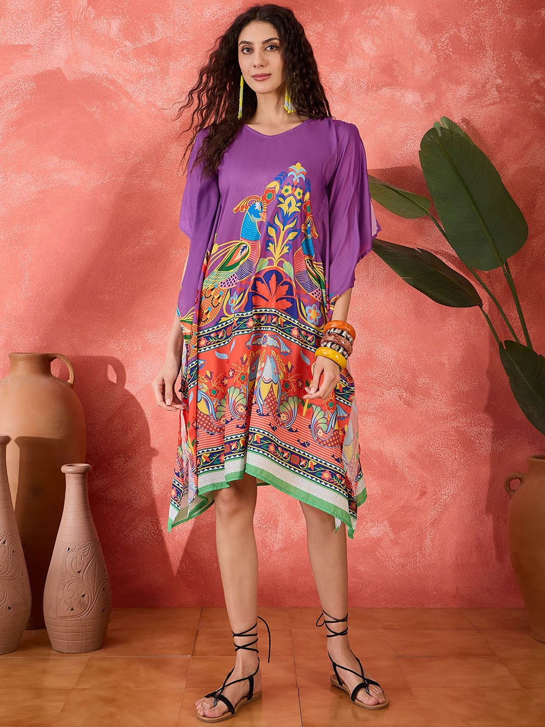 

Sangria Women Printed Kaftan Dress, Purple
