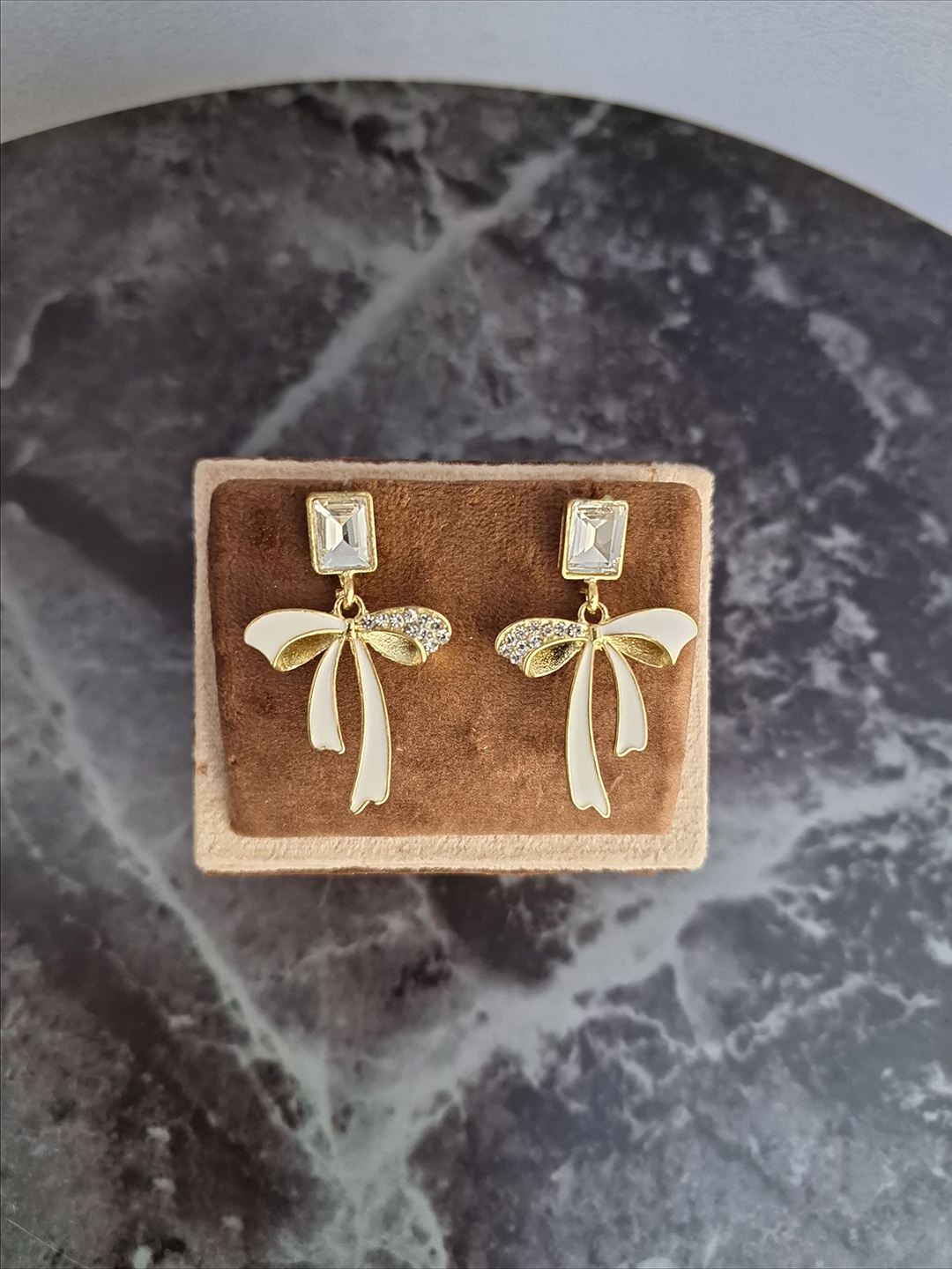 

Zhouse Gold-Plated Crystals Studded Contemporary Drop Earrings