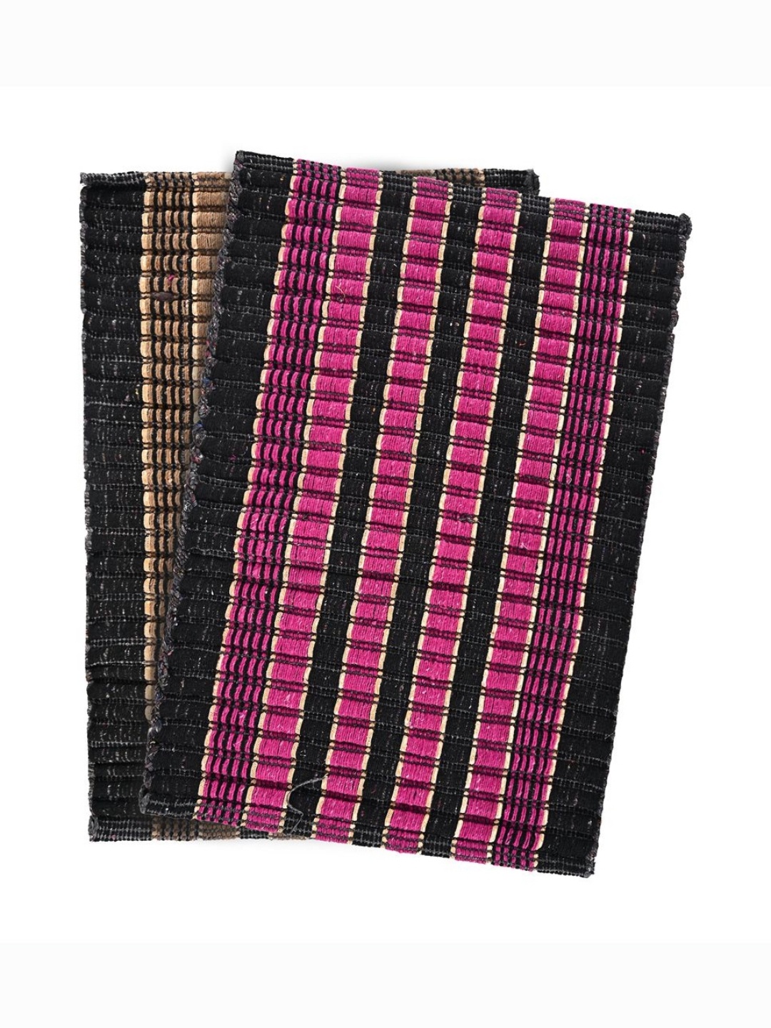 

Aura Black & Pink 2 Pieces Woven Cotton Rectangle Anti Skid Doormats