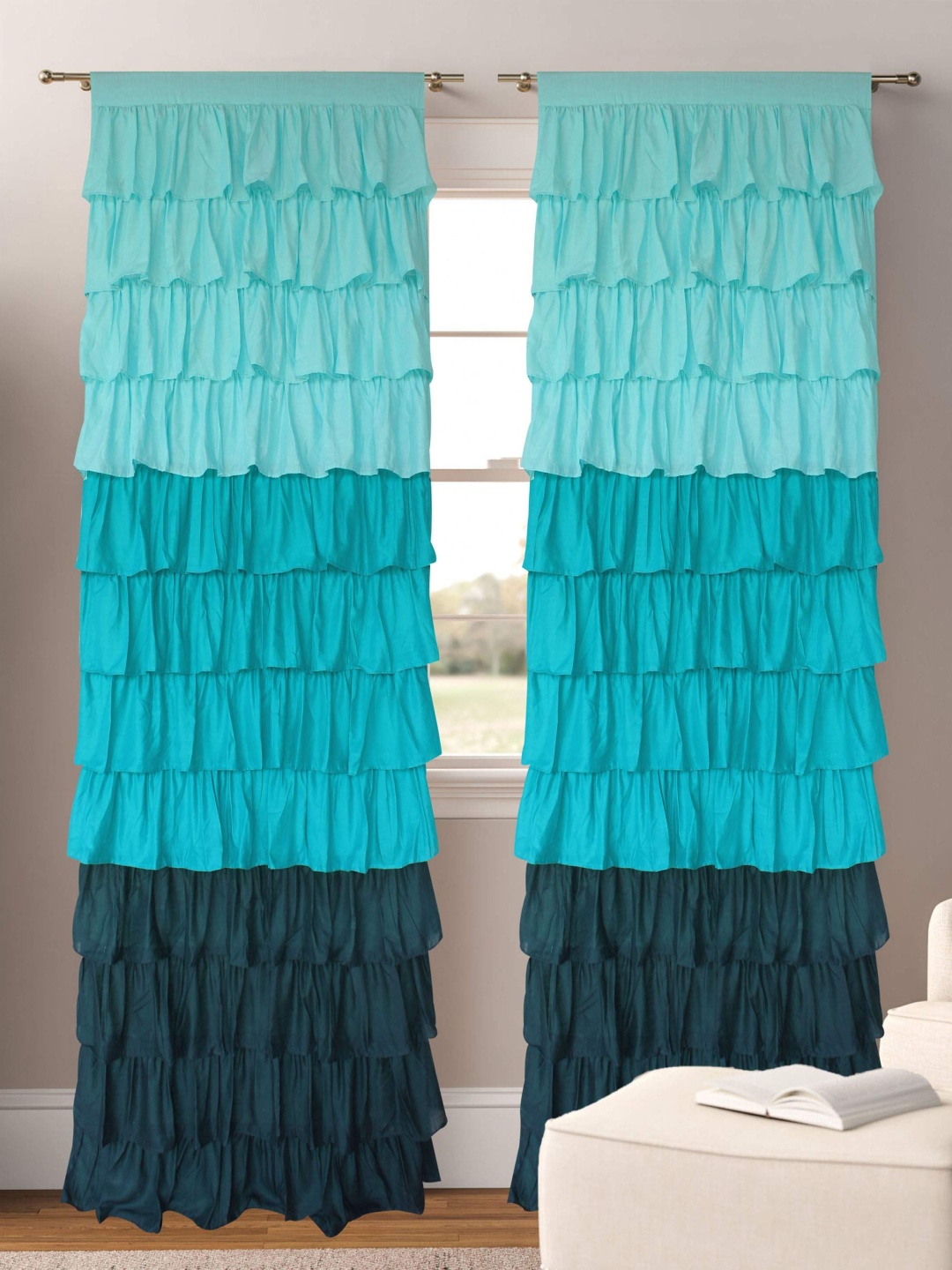 

Dekor World Multicoloured Set of 2 Sheer Window Curtain, Multi