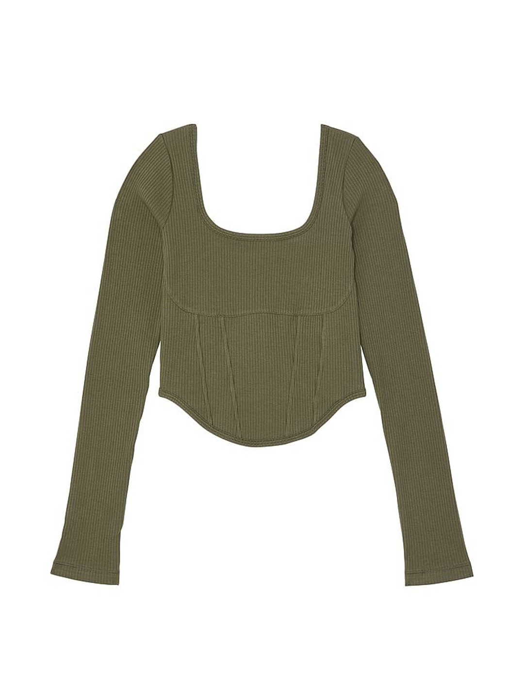 

Victoria's Secret Women Cotton Scoop Neck Top, Olive