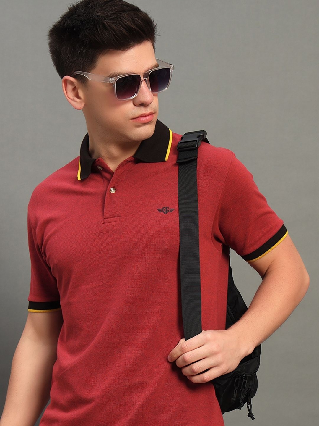 

GET GOLF Men Polo Collar T-shirt, Rust