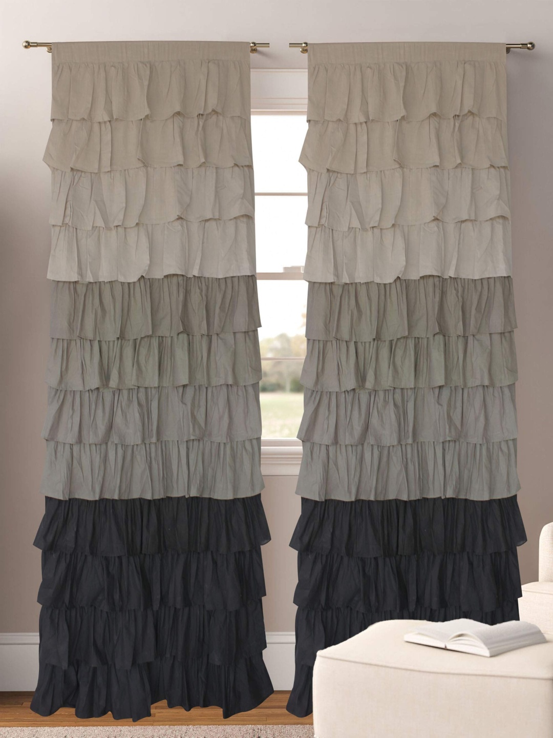 

Dekor World Multicoloured Set of 2 Sheer Door Curtain, Multi
