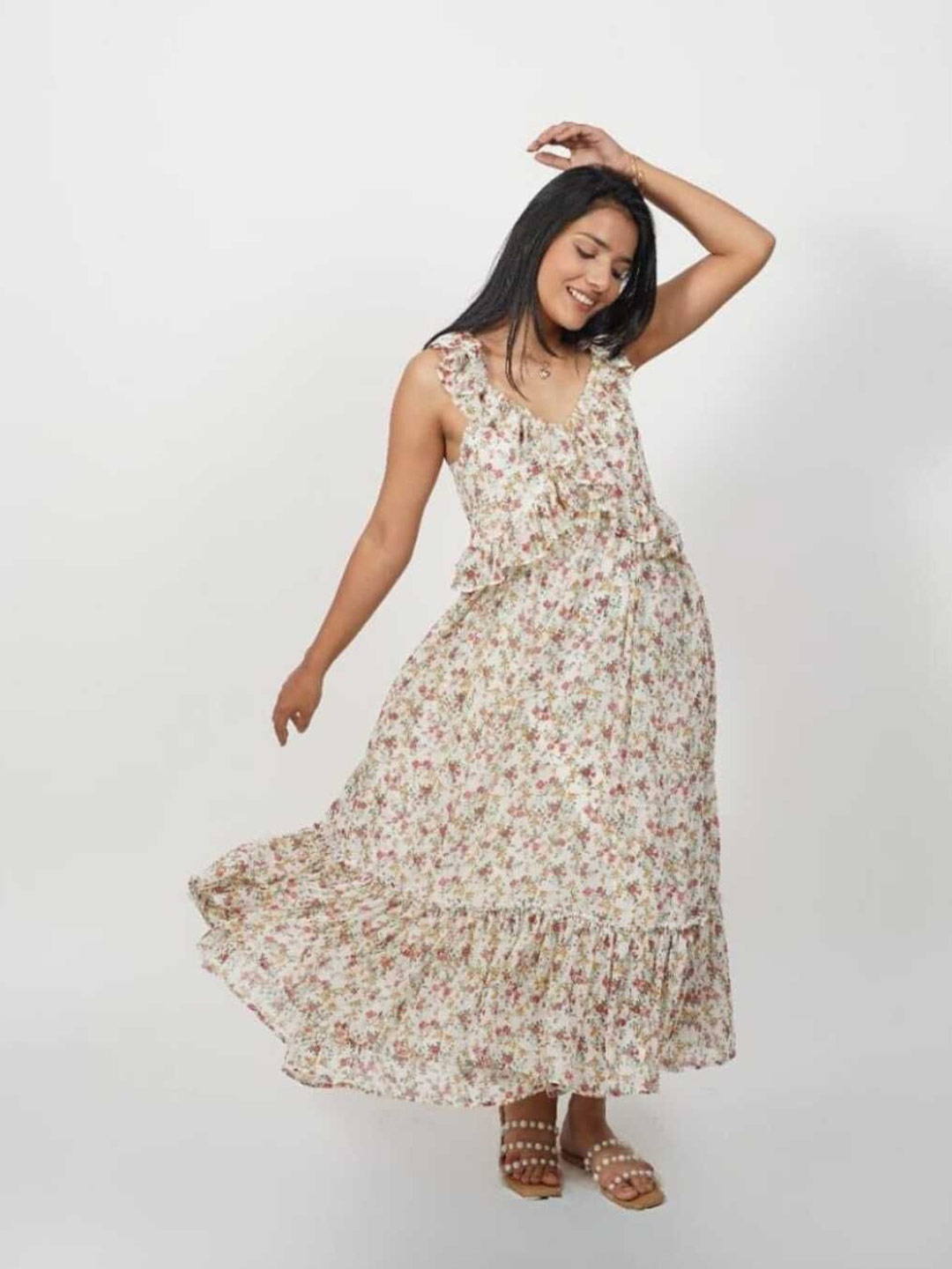 

XOXO Cherry Women Floral Printed Maxi Plus Size Dress, White