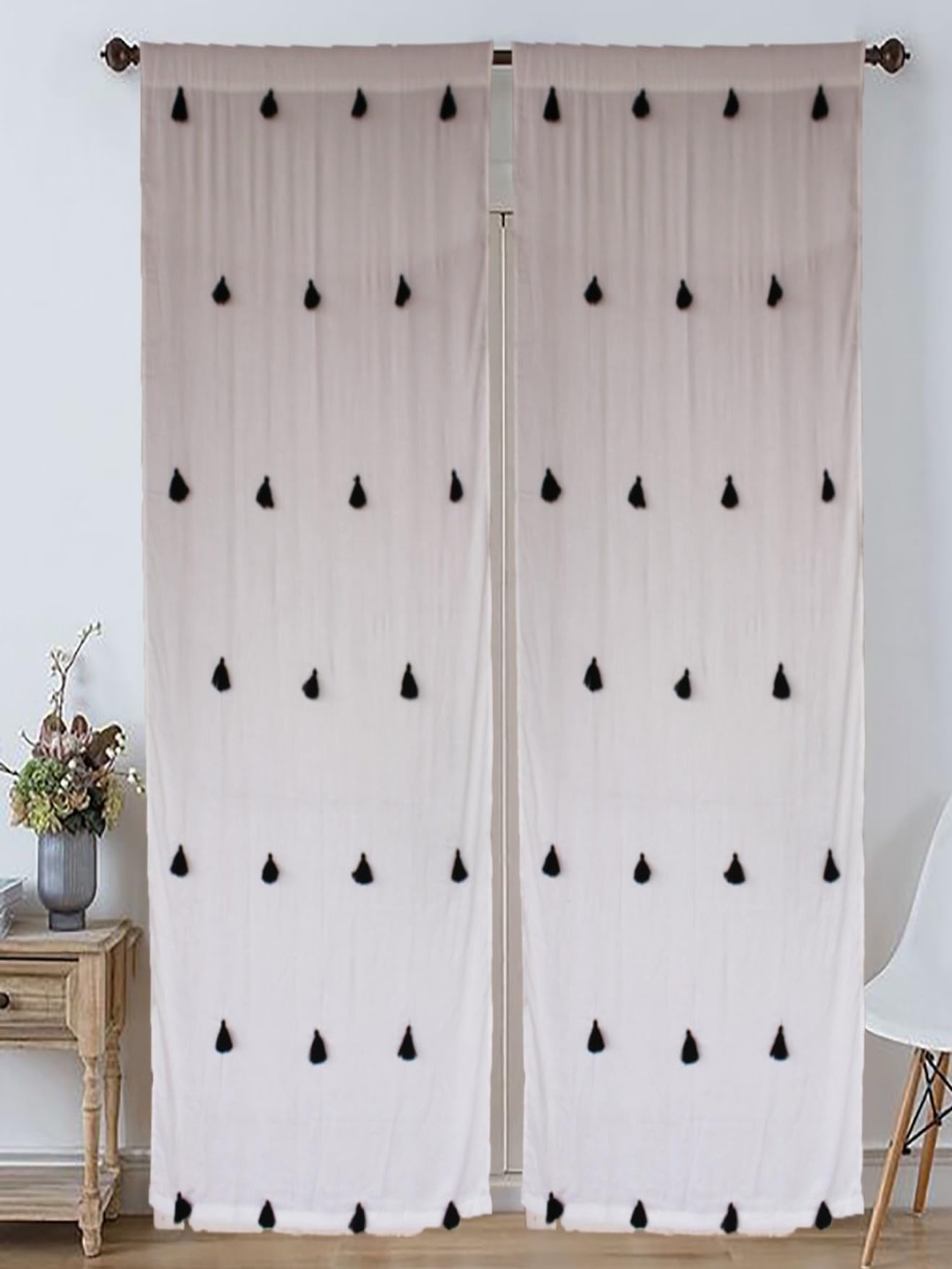 

Dekor World Multicoloured Set of 2 Embellished Sheer Door Curtain, Multi