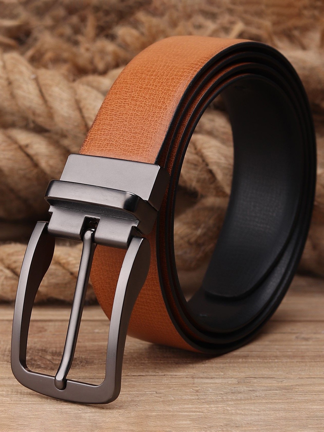 

Killer Men Reversible Textured Belt With Tang Closure, Tan