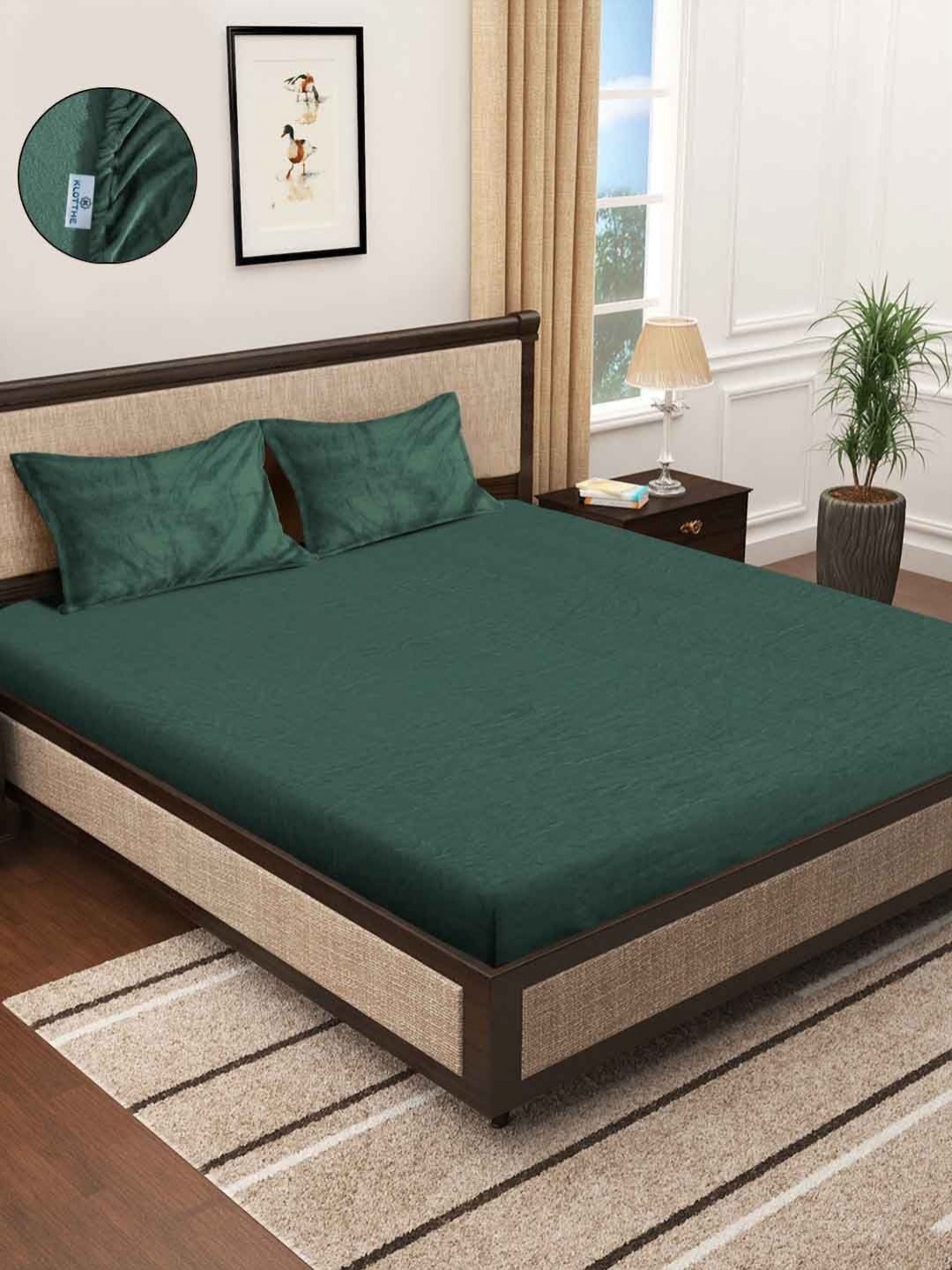 

Myntra Elegant Homes Green 300 TC Woolen Fitted King Bedsheet Set-2.50 m x 2.25 m