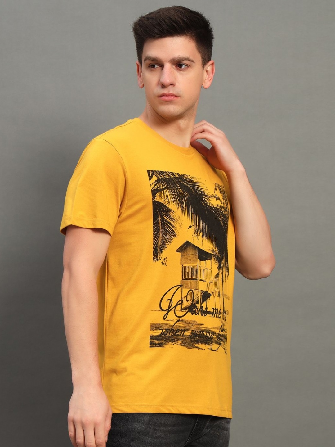 

GET GOLF Men Printed T-shirt, Mustard
