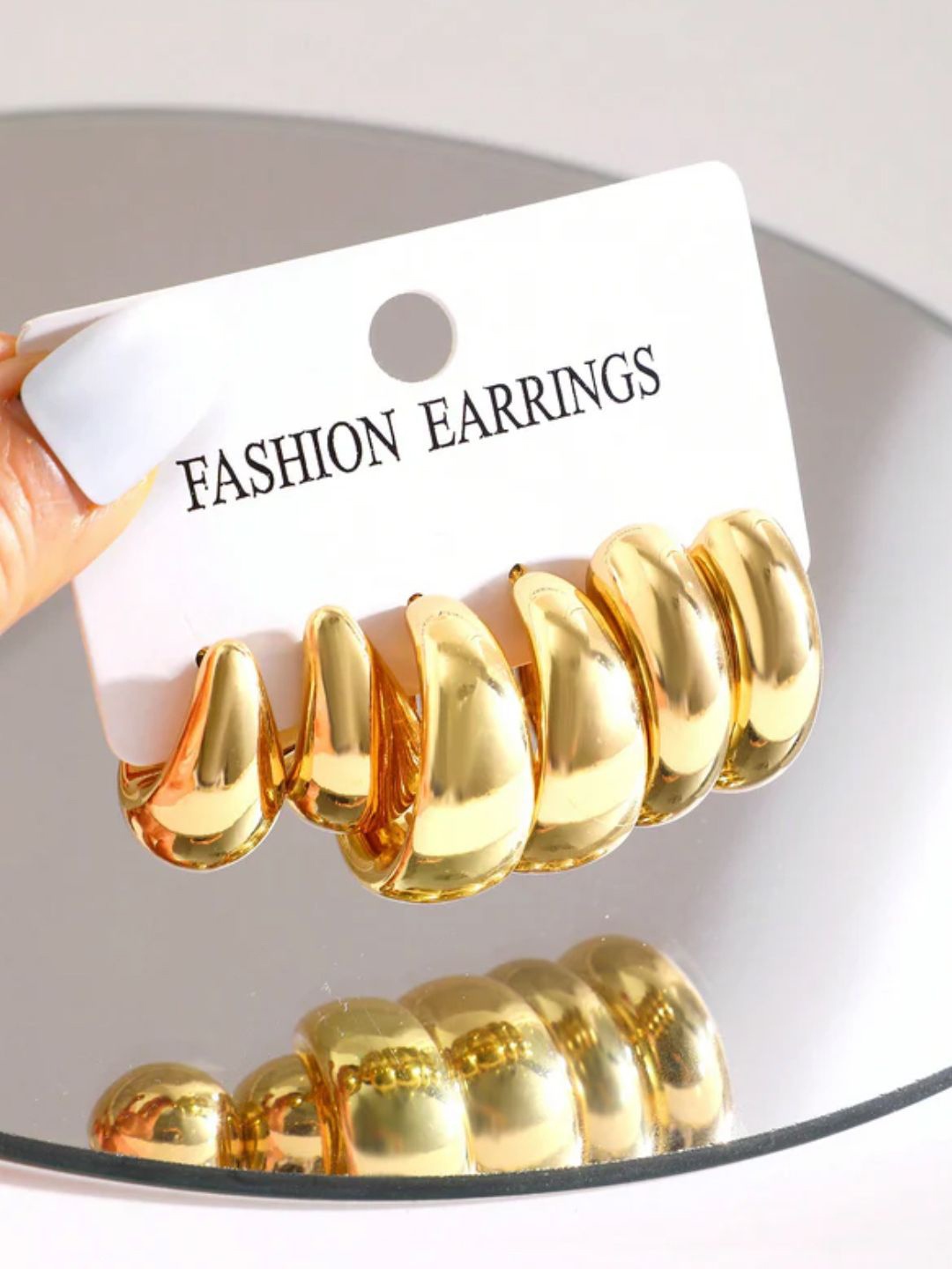 

DressBerry Set Of 3 Circular Hoop Earrings, Gold