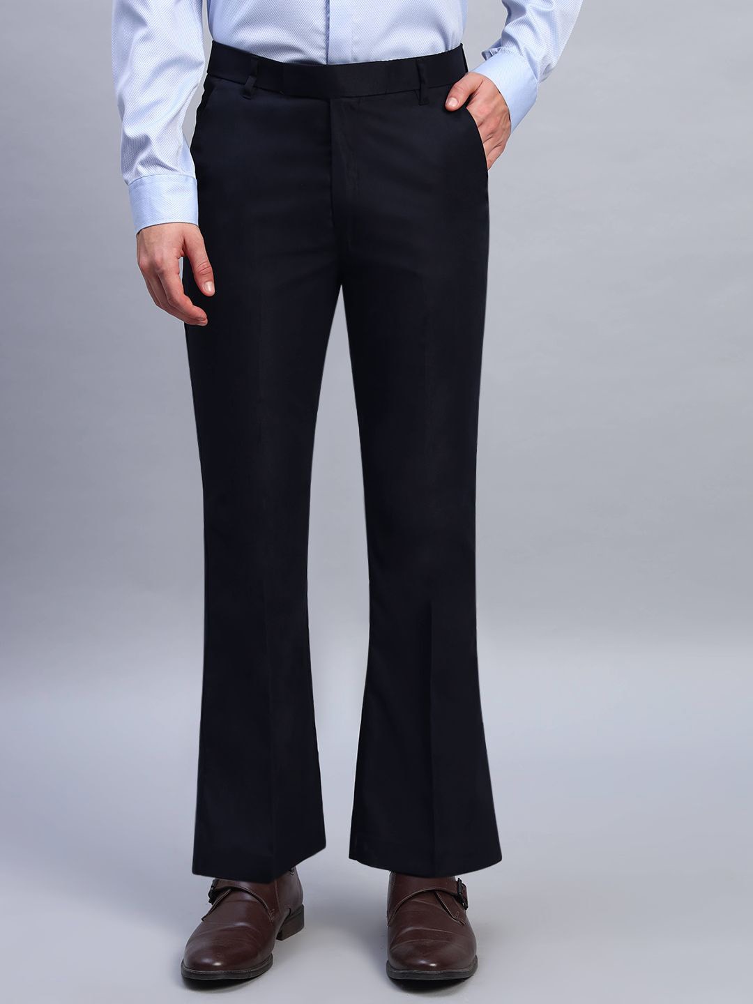 

AXNIS Men Ultra Regular Fit Formal Trousers, Navy blue