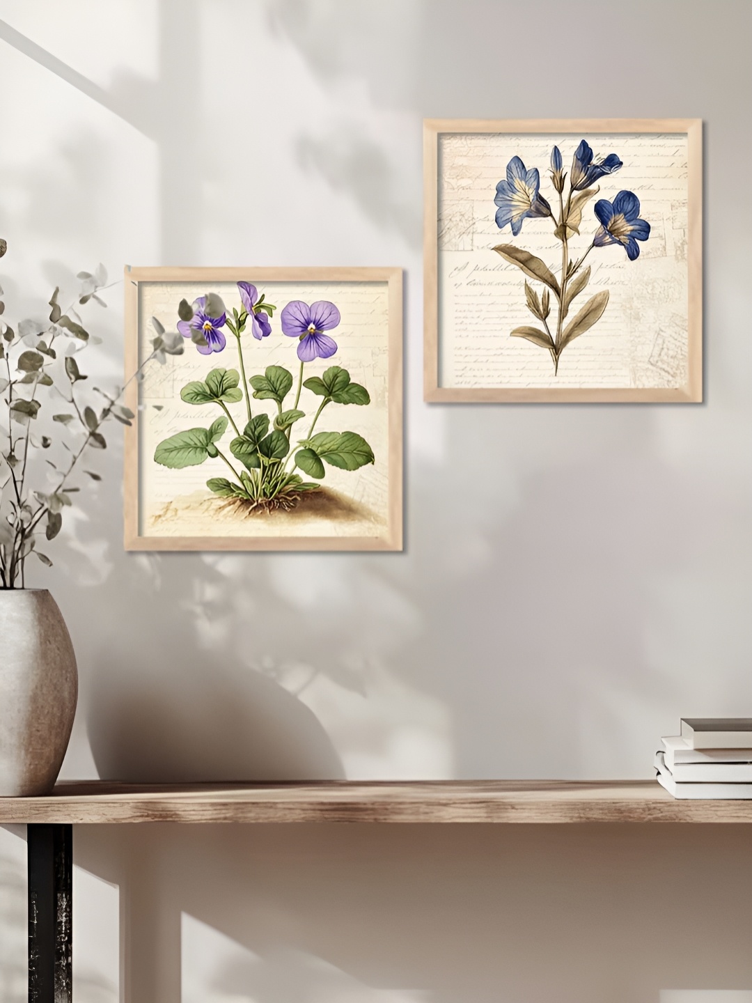 

Kotart Brown & Green 2 Pieces Floral Printed Wooden Wall Paintings