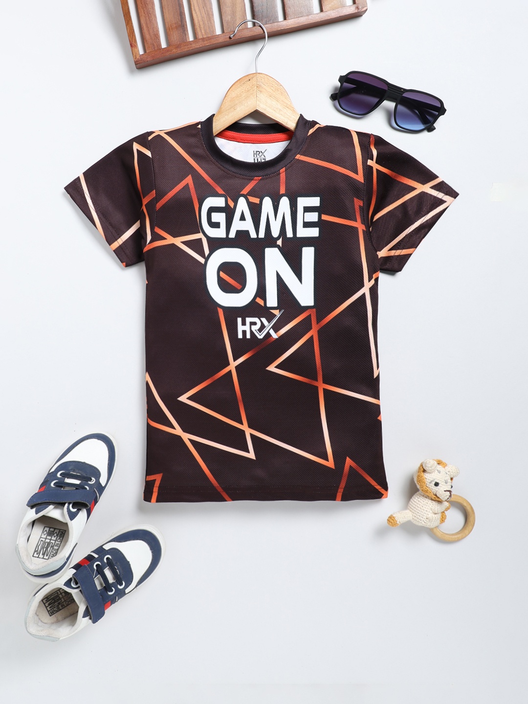 

HRX by Hrithik Roshan Boys Geometric Printed T-shirt, Maroon
