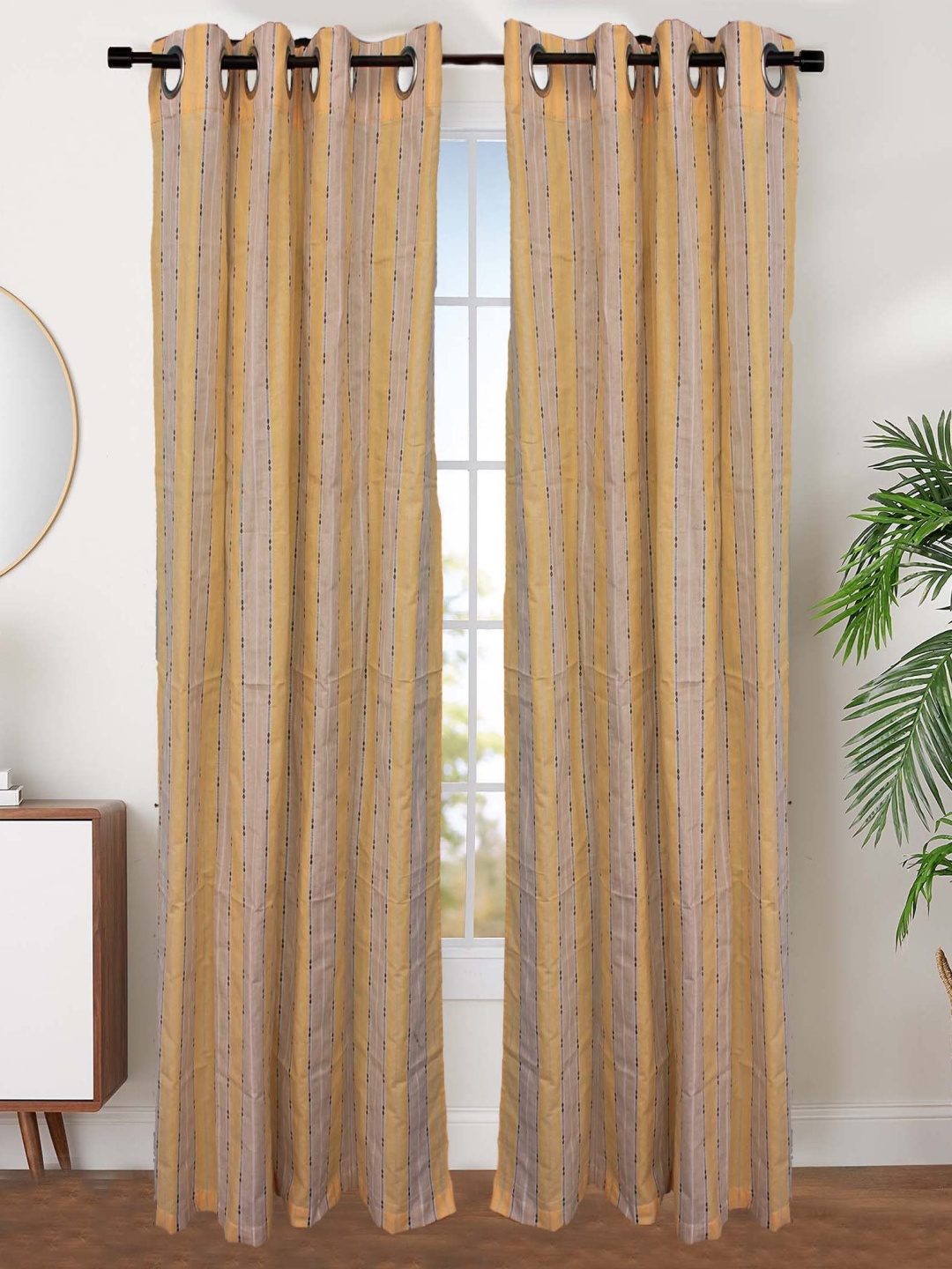 

Dekor World Multicoloured Set of 2 Striped Door Curtain, Multi