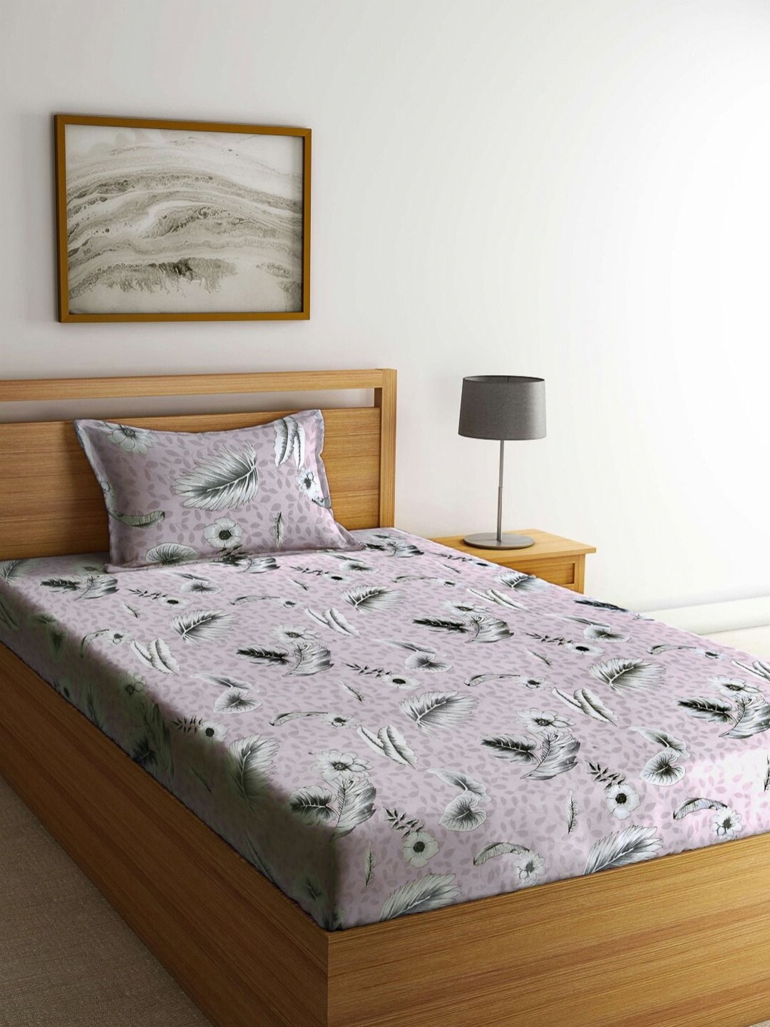 

Myntra Elegant Homes Pink & Green Floral Printed 300 TC Single Bedsheet Set 2.20m x 1.50m
