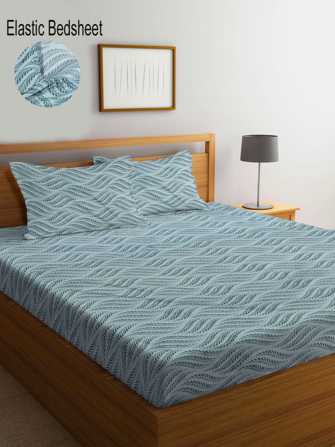 

Myntra Elegant Homes Green Geometric Printed 300 TC Fitted King Bedsheet Set 2.5m X 2.2m