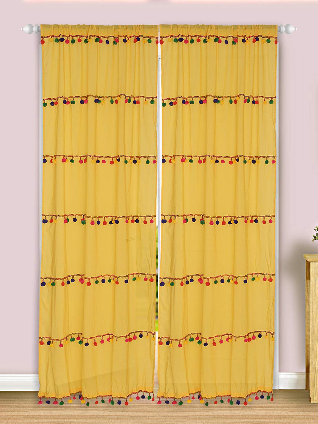 

Dekor World Multicoloured Set of 2 Embellished Sheer Window Curtain, Multi