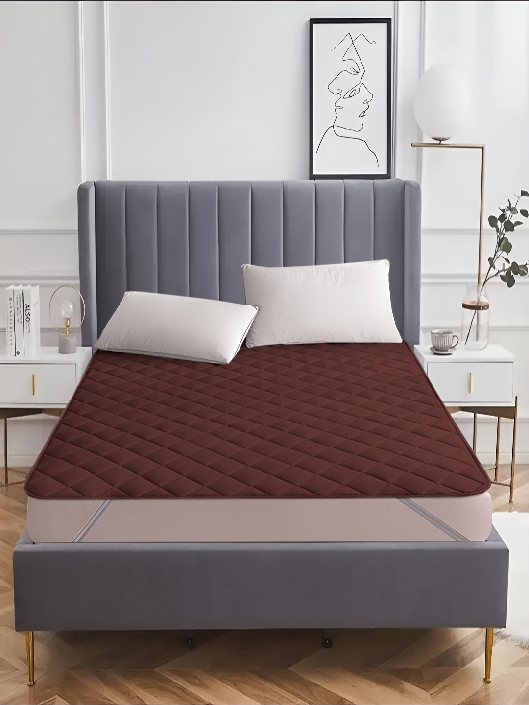 

RRC Coffee Brown Quilted Water Resistant Microfiber Cotton Mattress Protector