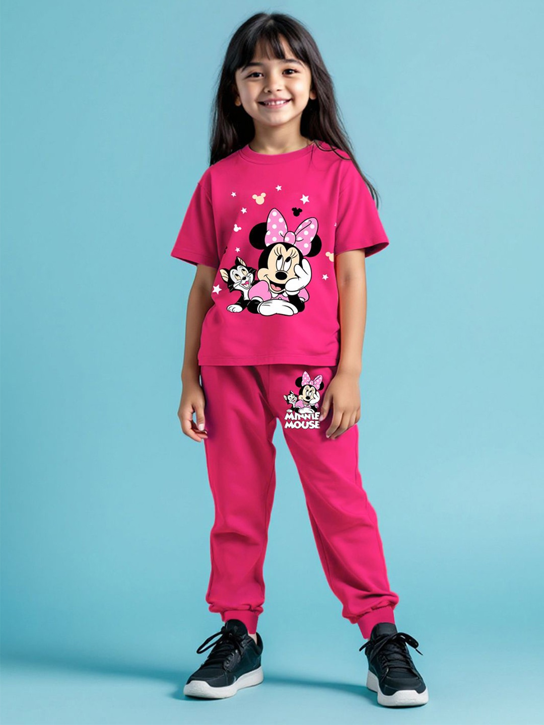 

Disney By Miss and Chief Girls Printed T-shirt With Joggers, Pink