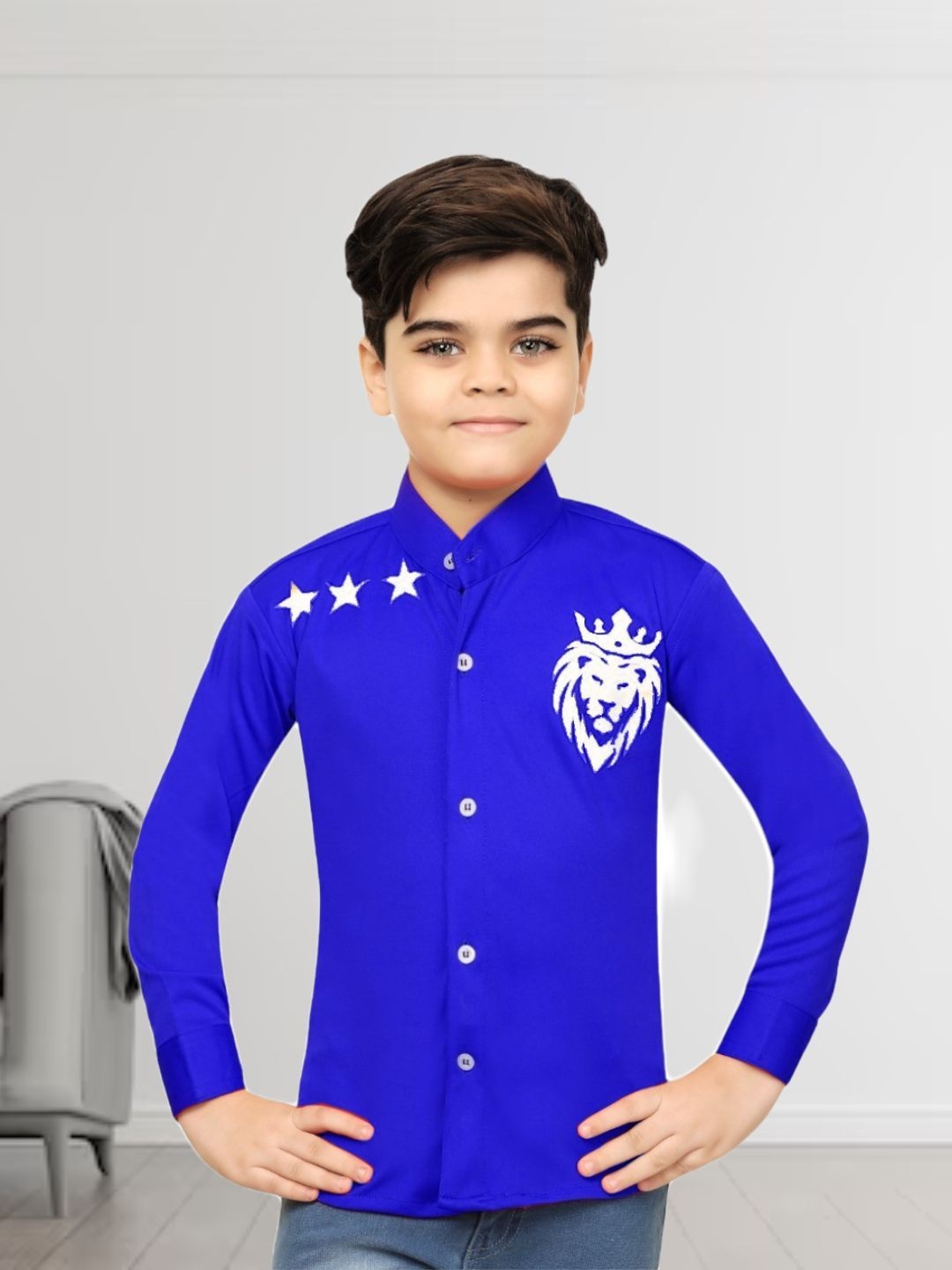 

BAESD Boys Classic Opaque Printed Casual Shirt, Blue