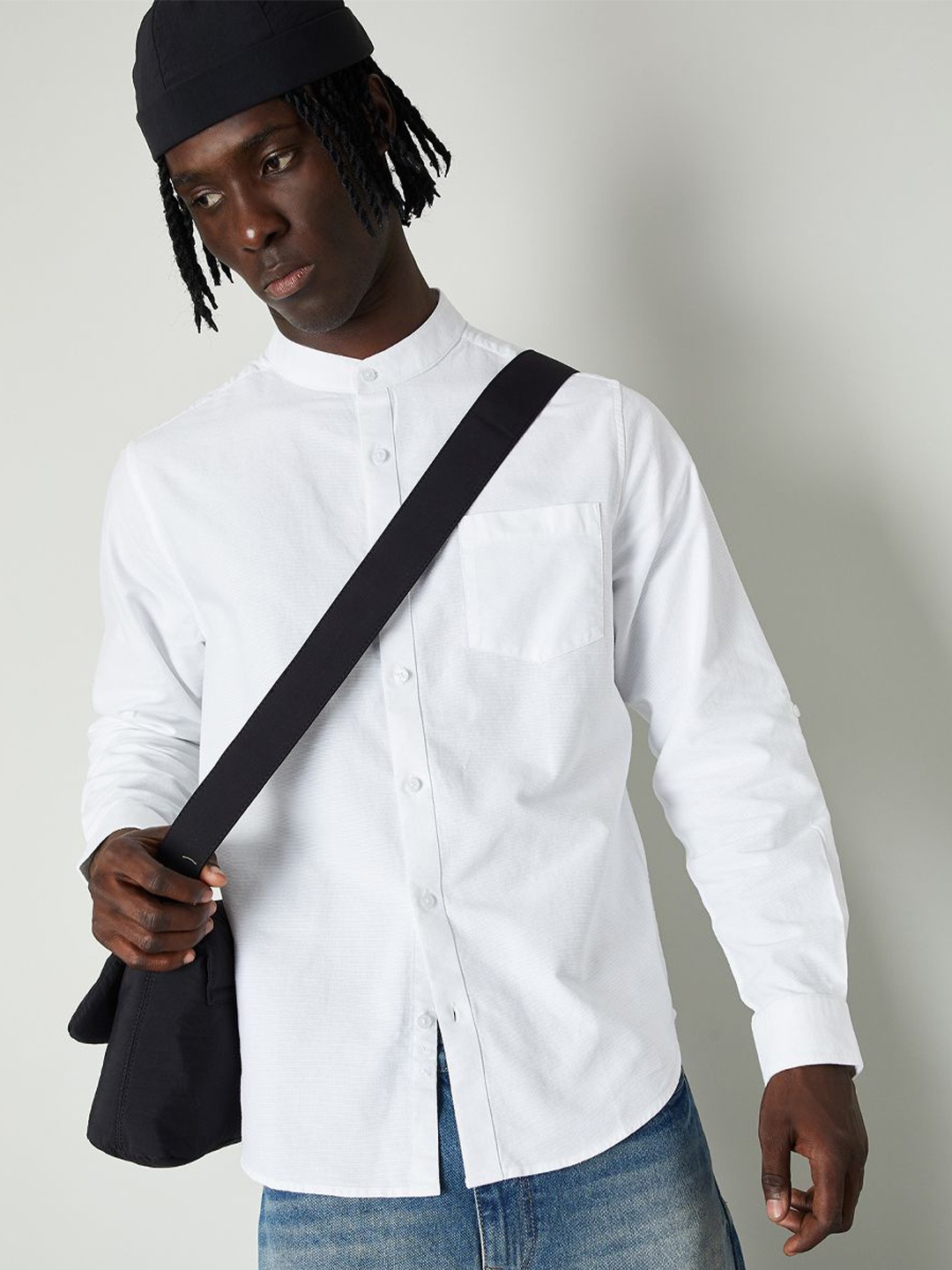 

max Men Opaque Casual Shirt, White