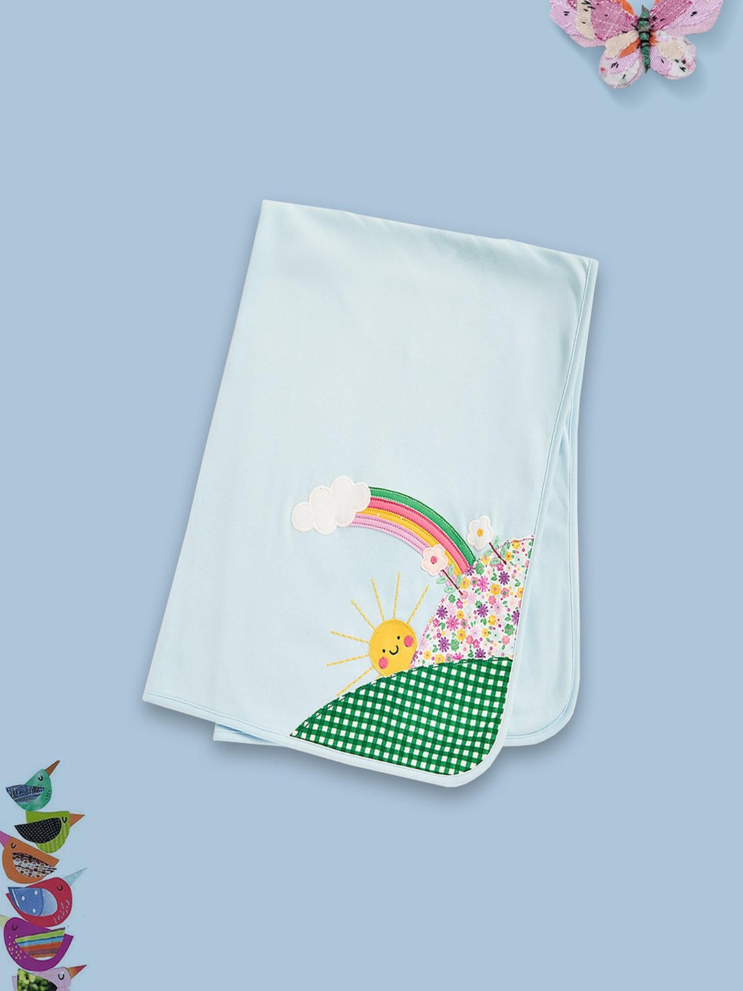 

mothercare Kids Embroidered Pure Cotton Shawl, Green