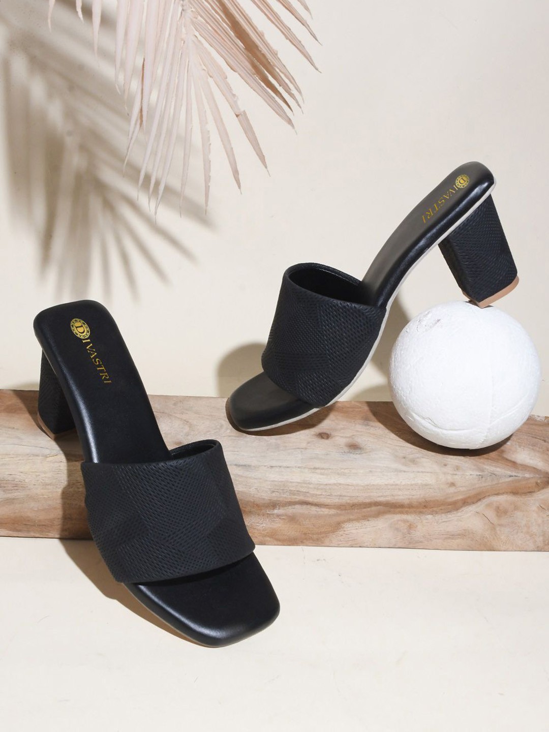 

DIVASTRI Women Open Toe Block Heel Sandals, Black